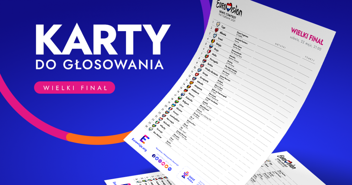 Eurowizja 2021: pobierz karty do głosowania! (Finał)