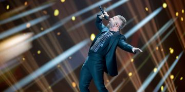 Vasil Garvanliev podczas pierwszej próby na scenie w Rotterdamie; fot. eurovision.tv / Anders Putting