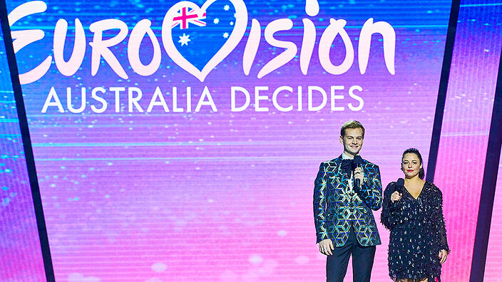Eurowizja 2022: Joel Creasey i Myf Warhurst gospodarzami eliminacji Eurovision - Australia Decides. Fot. SBS