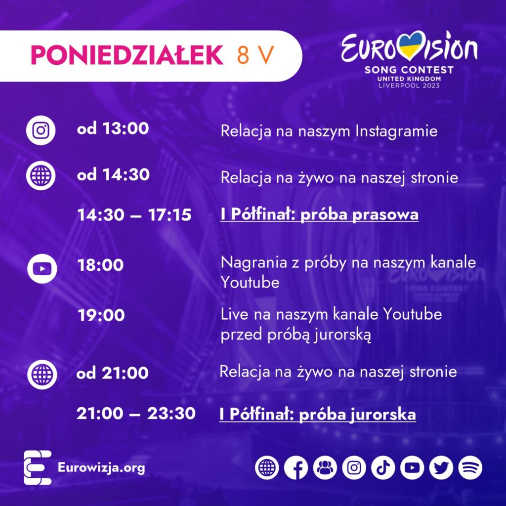 Eurowizja 2023, harmonogram 8 maja